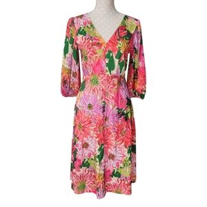MAXMARA WEEKEND Kirie Dress M Floral Cotton Jersey Pullover Shift V-neck